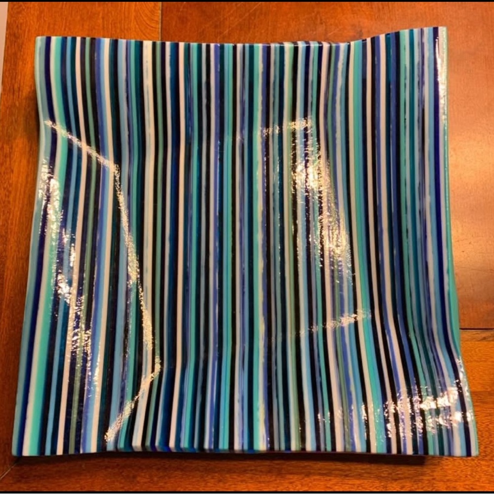 Signed Fused Glass Plate Platter